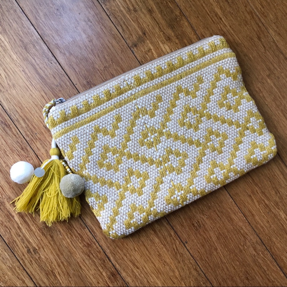 EUC Mango Tapestry Yellow Clutch
